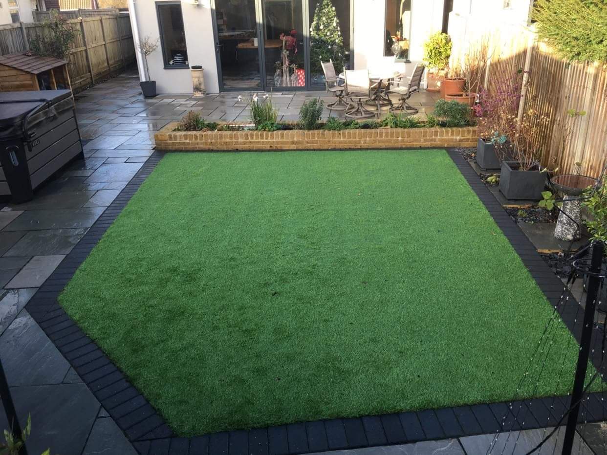 Artificial grass with paving