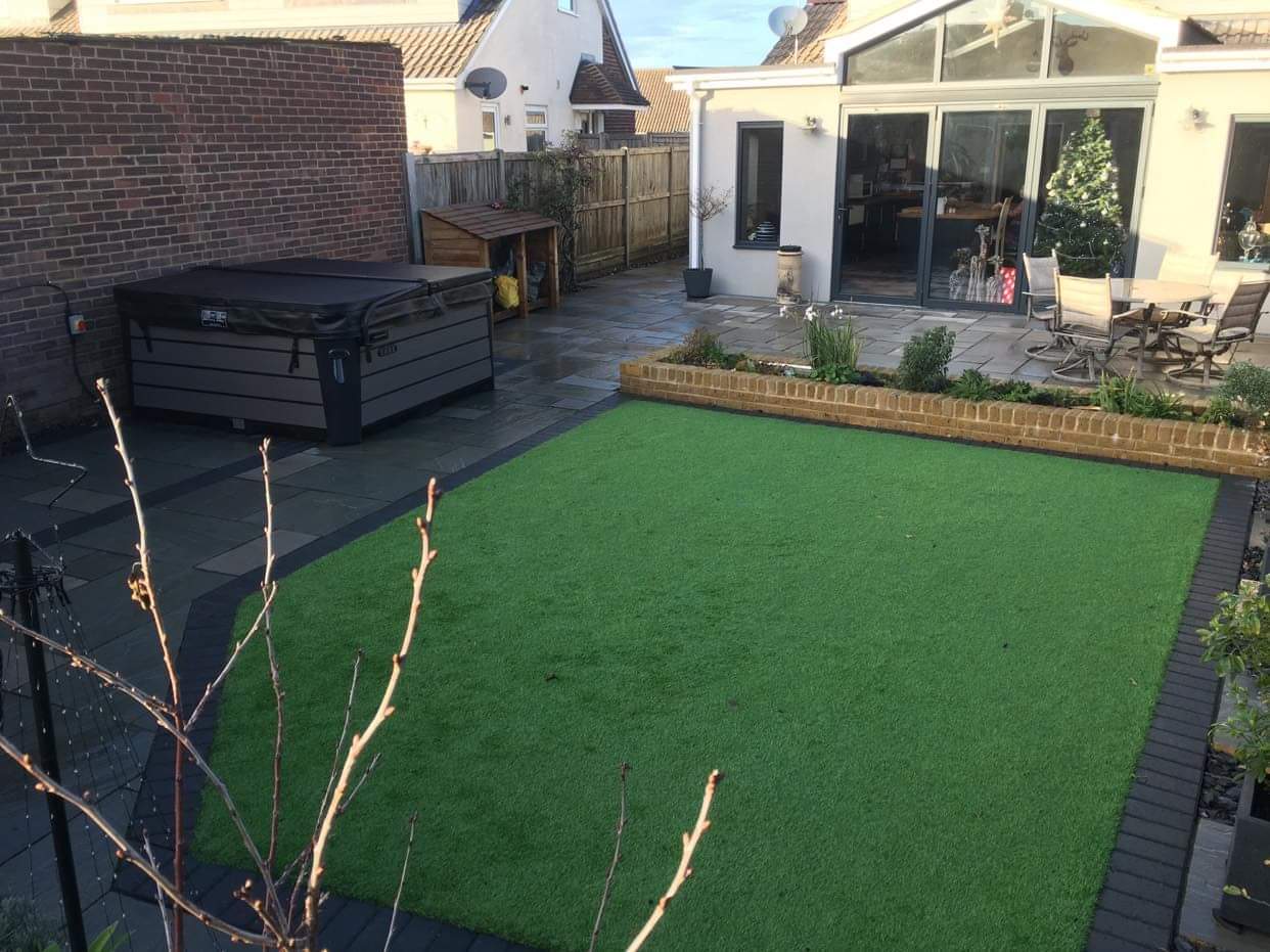Artificial grass with paving