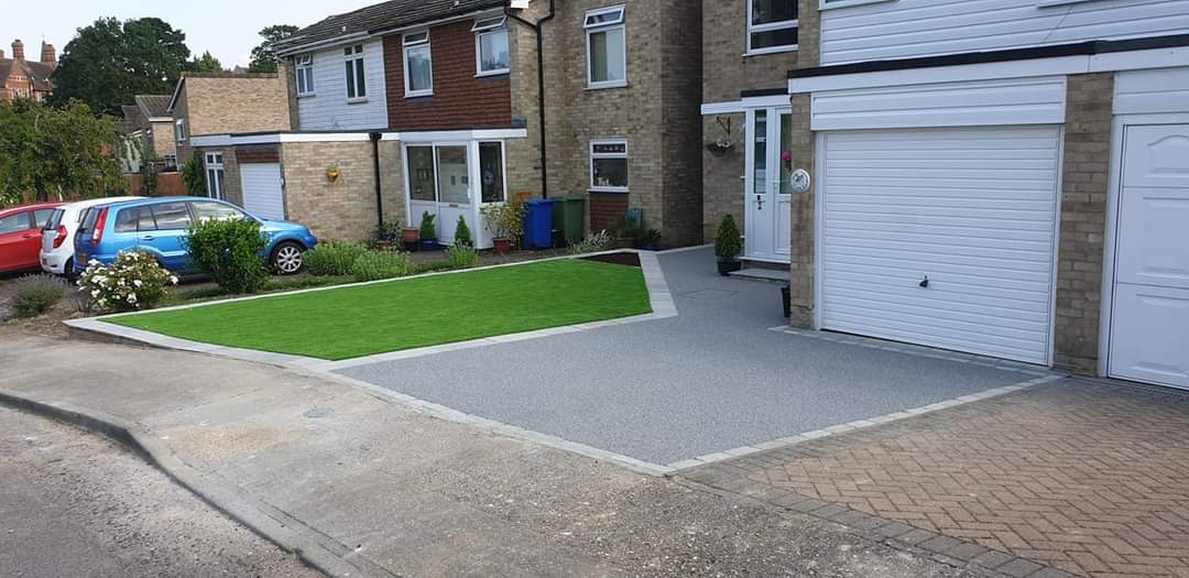 Completed driveway and front garden