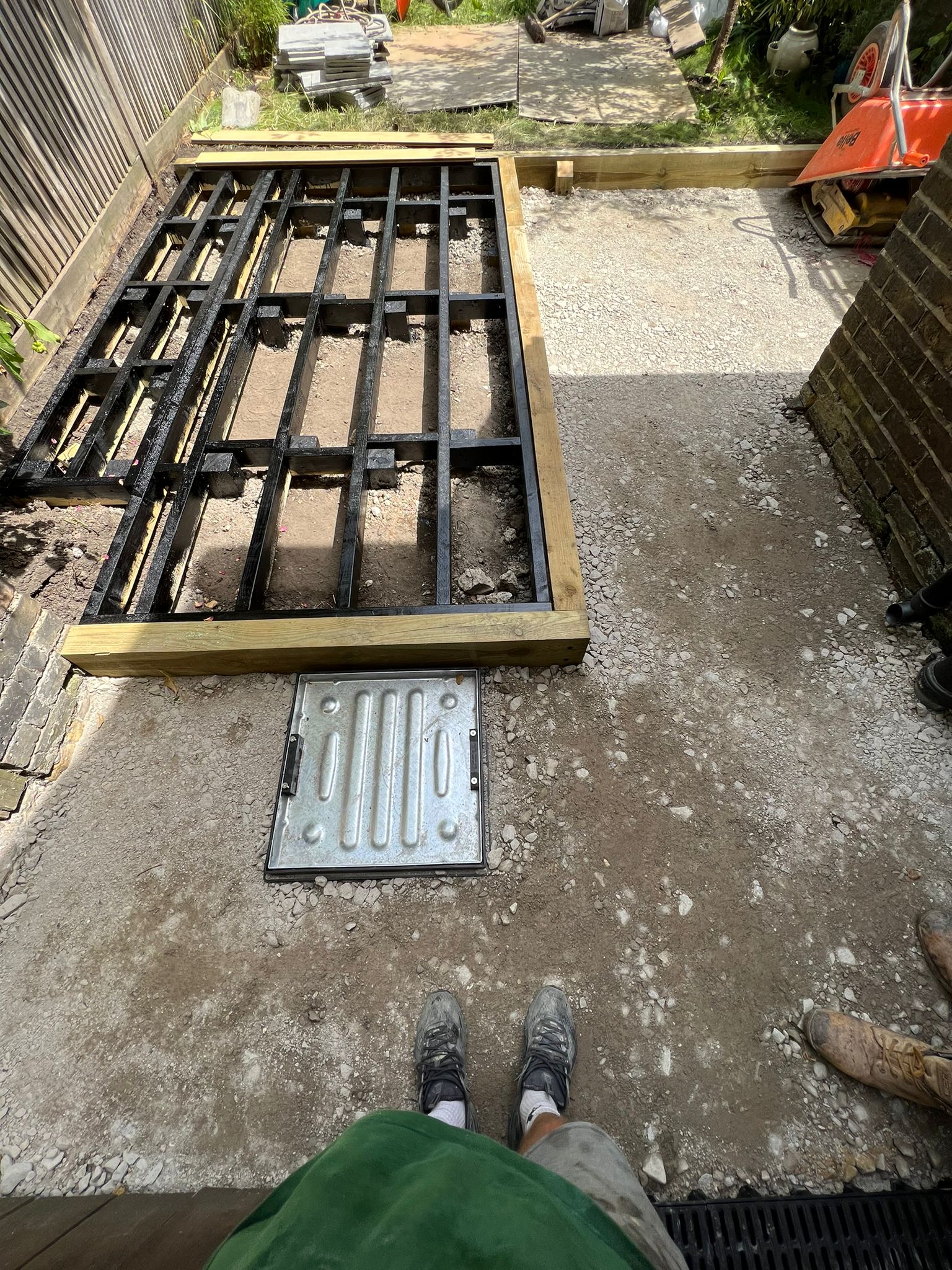 Work underway for the new garden paving and decking by Admire Landscapes